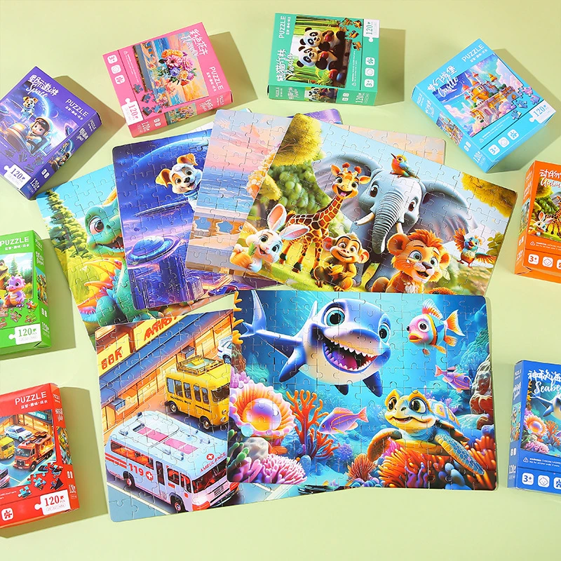 5盒卡通拼图120片/盒36片/盒共发5盒早教益智亲子玩具