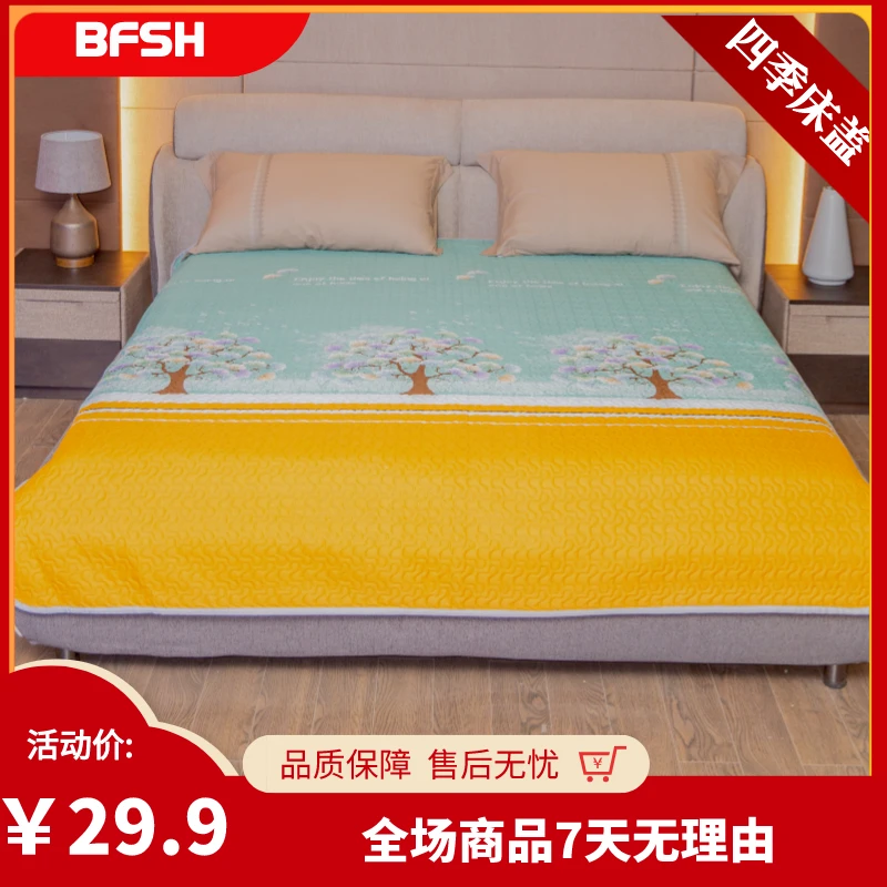 新品上市床上用品四季通用雪花棉床盖炕单加厚床单AB面三层防滑