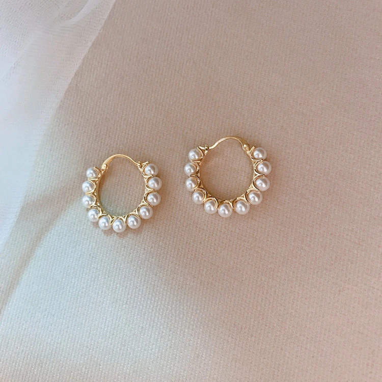 2023高级感小珠珠耳圈金色耳环轻奢气质设计感复古耳扣