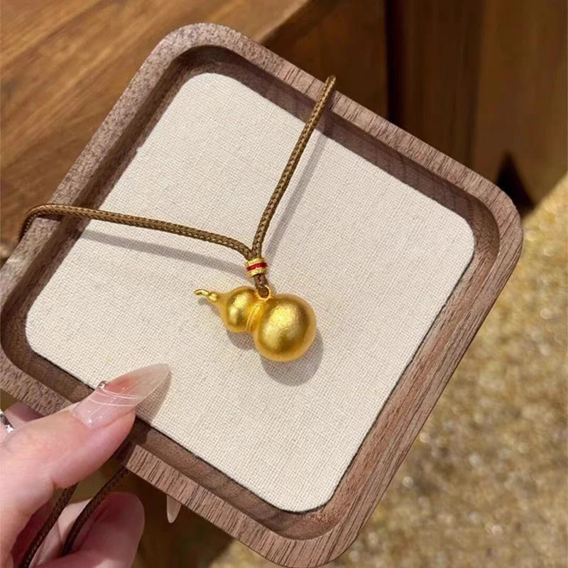 非金属布艺项链 新中式金色小葫芦项链女款2025新款秋冬毛衣链潮