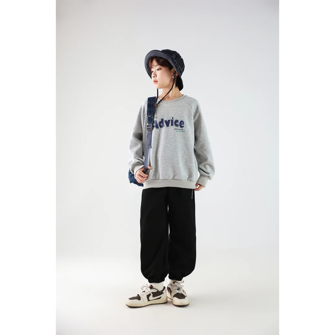 【乔治蓝乔】中大童百搭时尚宽松潮流印花 圆领复古高街卫衣套头