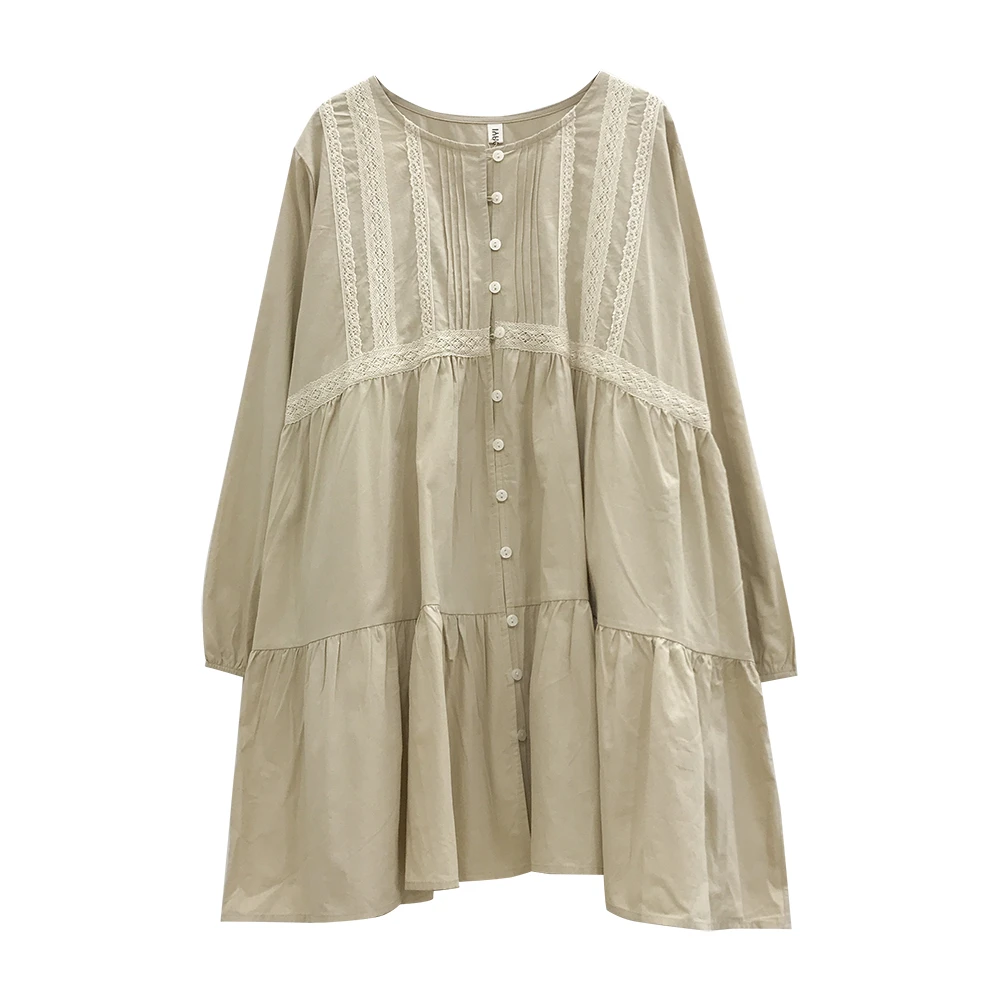 #花边褶子~早春新品孕妇装时尚气减龄宽松中长款气质甜美衬衫裙