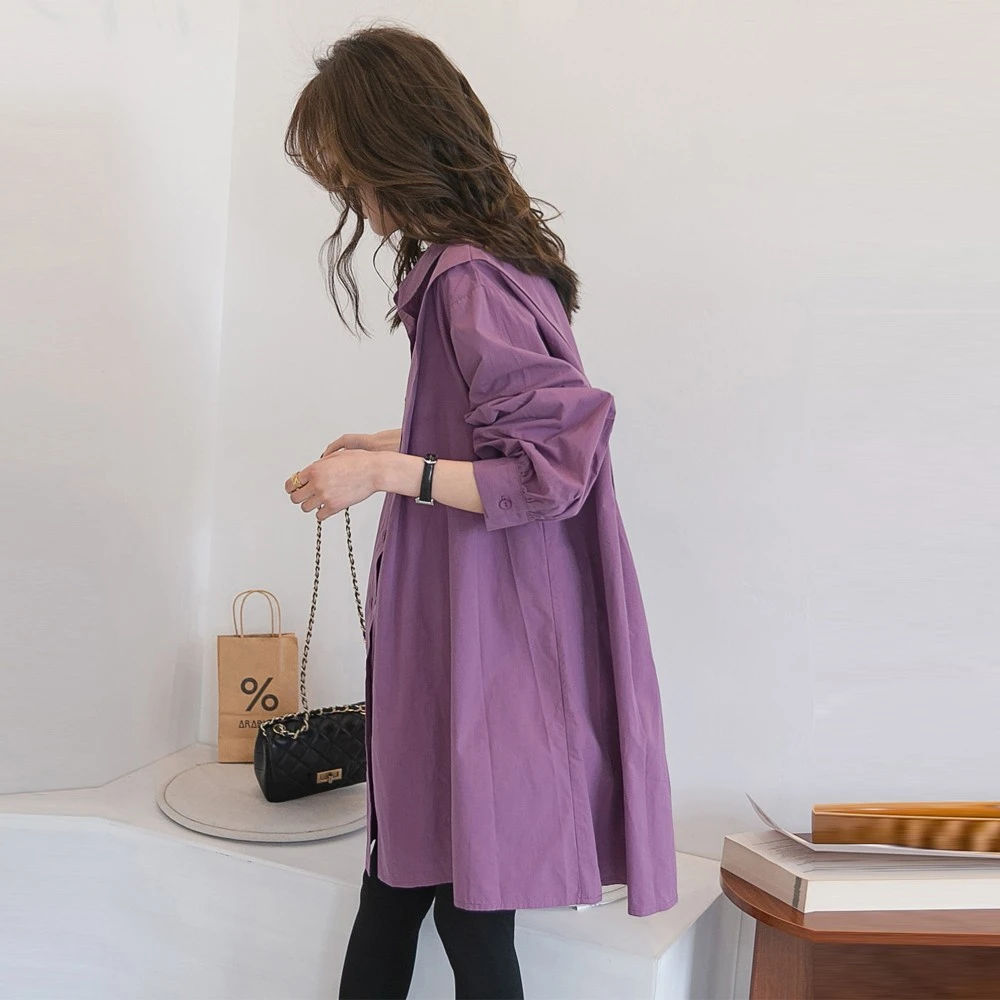 立体显白衬衫裙~孕妇衬衫秋季新款衬衣慵懒风中长款潮妈上衣显瘦