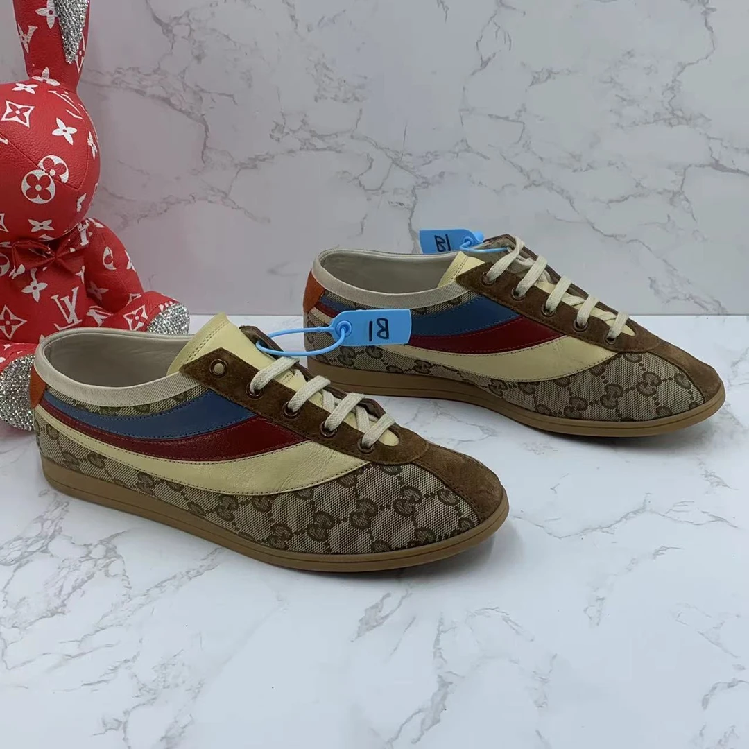 【二奢特惠】古驰/GUCCI  休闲时尚白塔棕色三彩阿甘鞋40欧