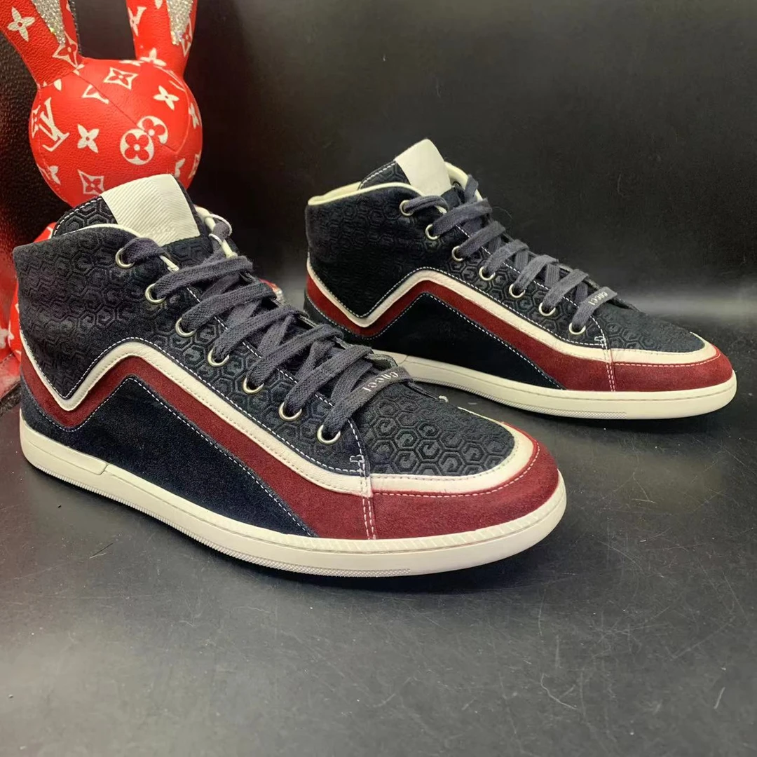 【二奢特惠】GUCCI/古驰 41欧码 男士时尚黑红配色高帮板鞋ddm699