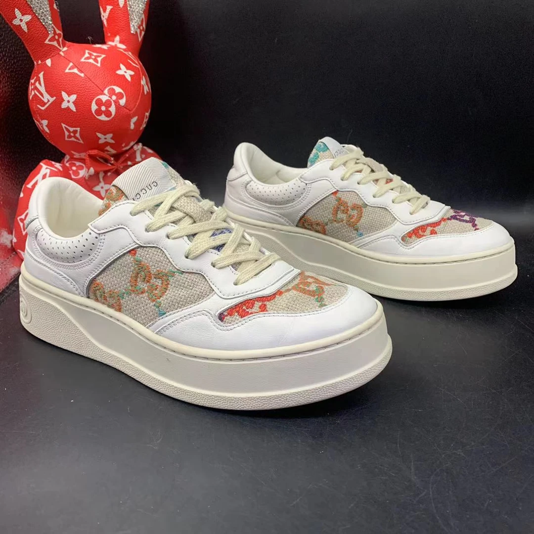 【二奢特惠】GUCCI/古驰 38.5欧码 男士时尚休闲白色厚底饼干鞋ddm