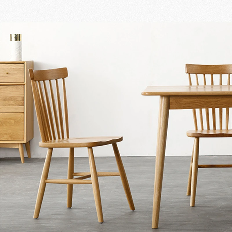 温莎椅子简约休闲实木北欧风格餐椅靠背橡木餐厅