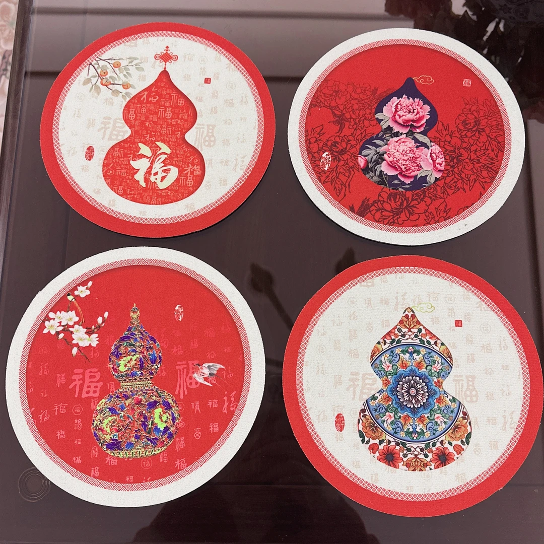 4片装新中式福禄硅藻泥杯垫桌垫子厨具沥水垫吧台吸水桌垫