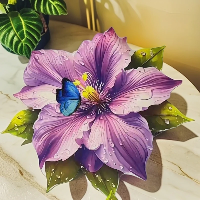 厨房台面立体紫色花卉吸水垫软硅藻泥多功能垫子