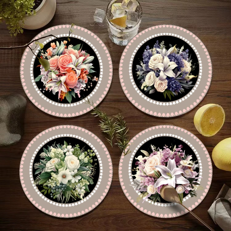 【拍一发4】升级版复古花硅藻泥杯垫茶杯垫圆形杯子隔热垫碗垫