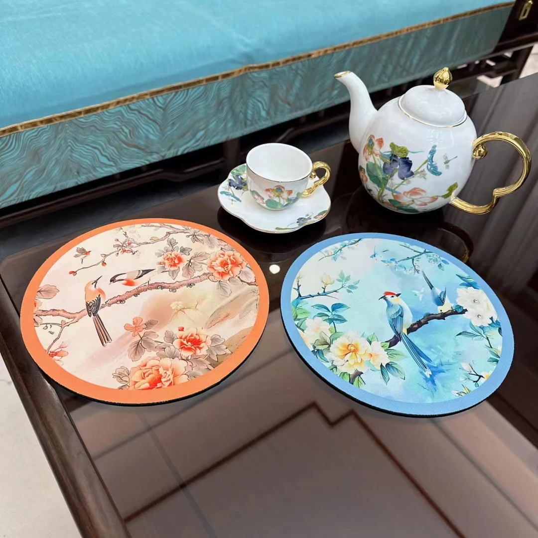 【大尺寸福利款组合】新中式花鸟餐桌隔热垫免洗防水防油碗垫盘垫