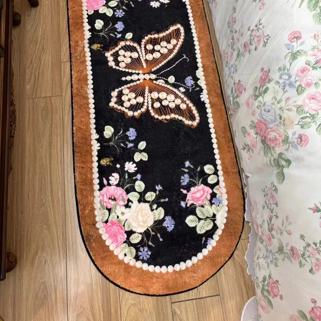 新复古美拉德仿羊绒卧室床边毯房间家用客厅地毯加厚毛绒床前毯