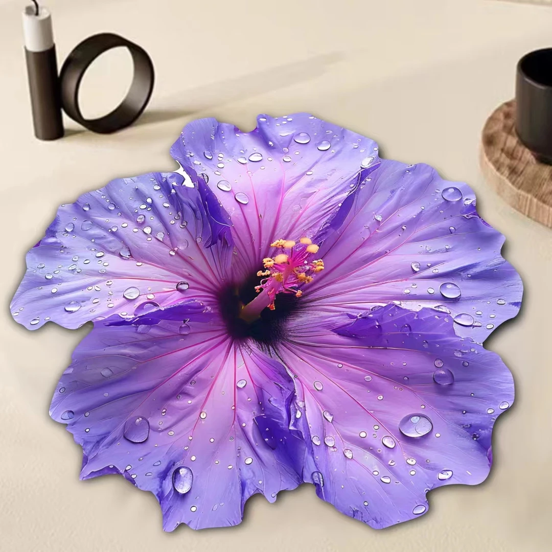 5D创意紫罗兰仿生花软硅藻泥沥水垫家用防滑隔热垫桌垫