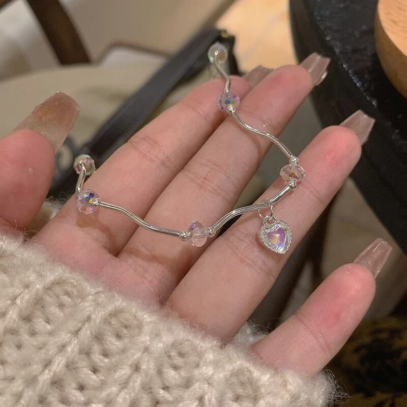 爱心月光珠珠手链ins夏天元气清新少女高级感百搭轻奢精致