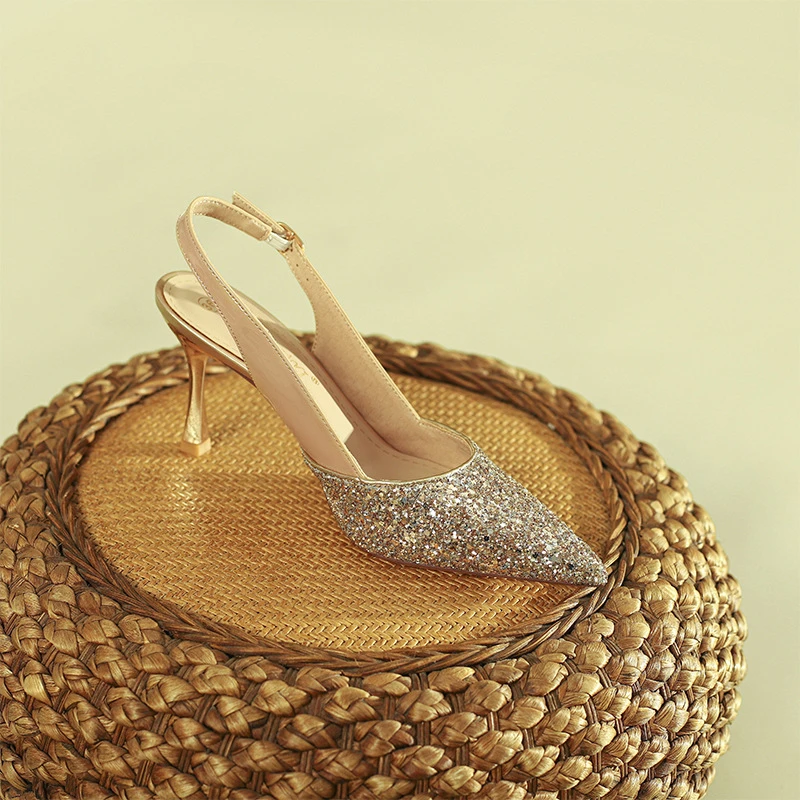 格利特尖头细跟凉鞋包头单鞋百搭女单鞋懒人新款懒人鞋2024厚底高