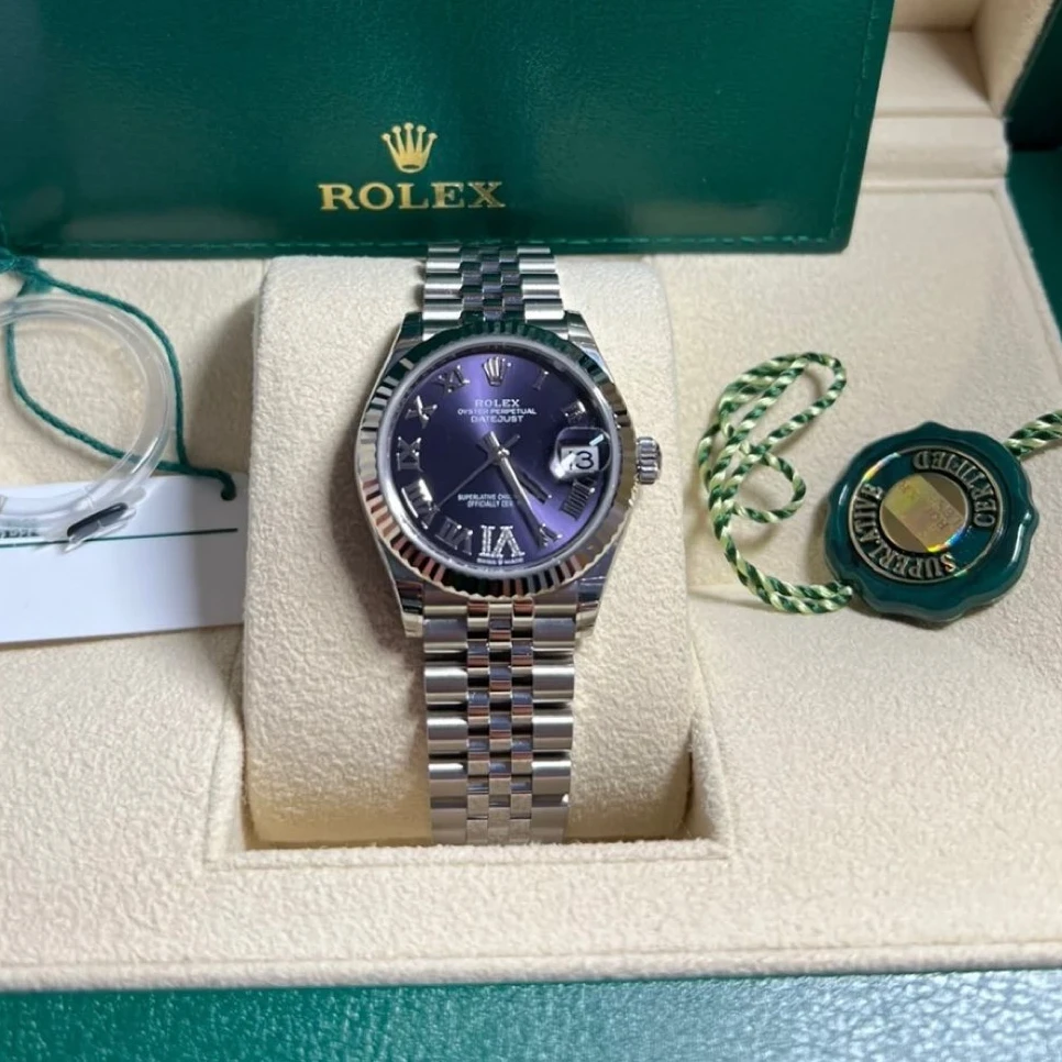 全新未使用 Rolex/劳力士  劳力士日志型 女士手表31mm紫色表盘