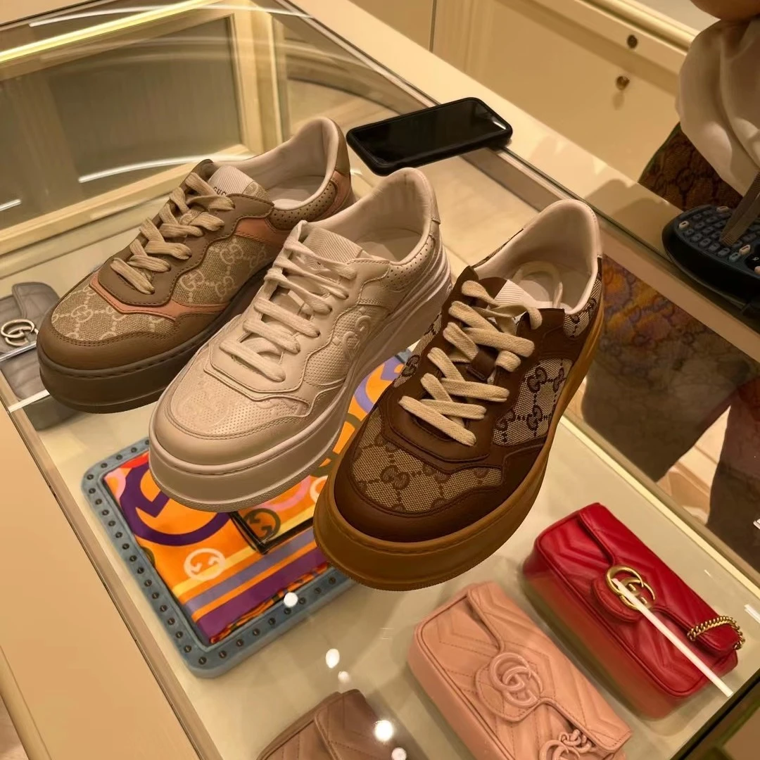 全新未使用 GUCCI/古驰 古驰饼干鞋 鞋跟5cm 偏小半码