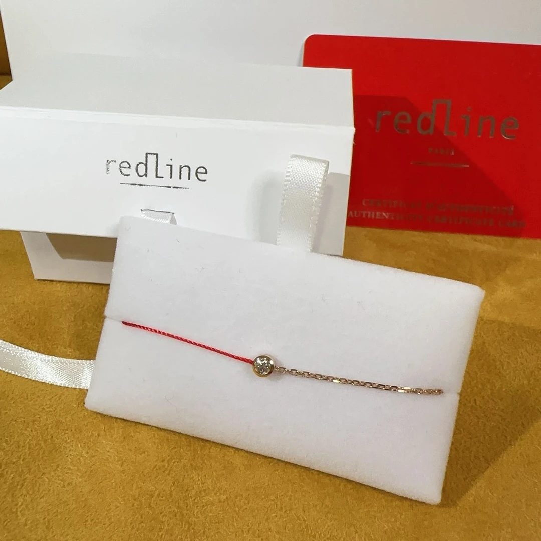 全新未使用  redline 小红绳半绳半链18k10分钻 玫瑰金色