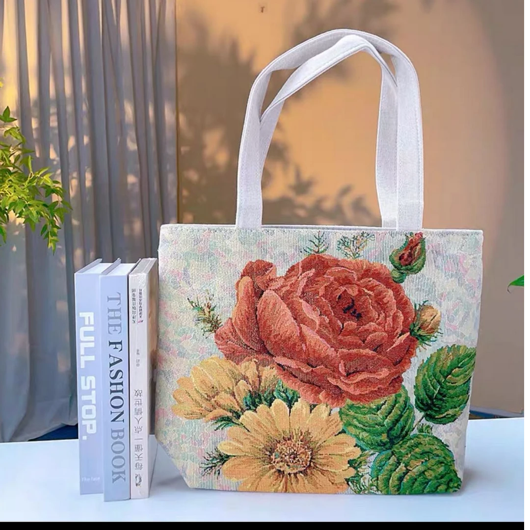 F116今年流行新款剌绣双面大象图案大容量高质感帆布托特包潮