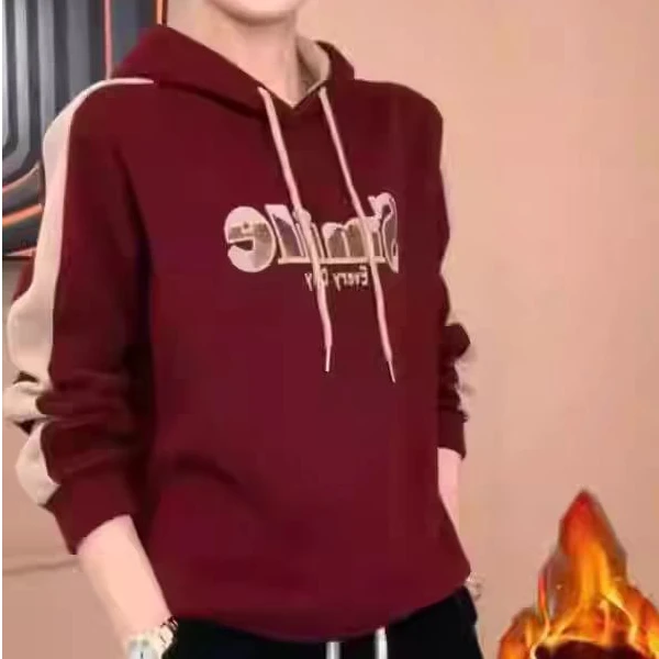 D222【断码】连帽卫衣女2024新款时尚减龄T恤洋气遮肉显瘦百搭上衣