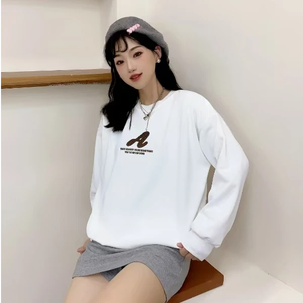 D136秋冬季新款女2024年长袖卫衣内搭单穿韩版遮肉加厚上衣