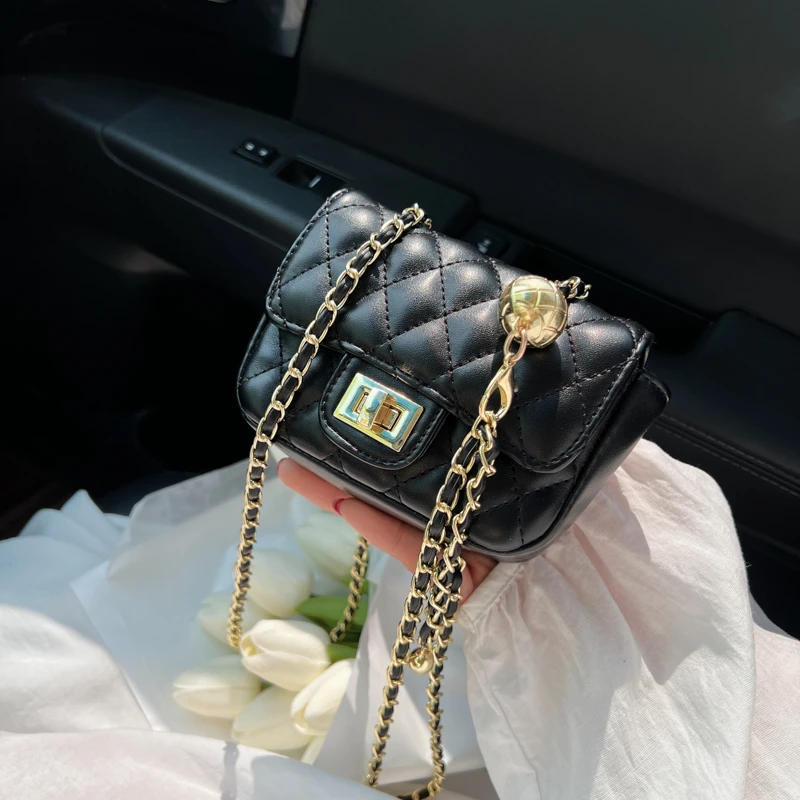 儿童包包2024新款洋气女童宝宝小香风菱格链条包小女孩配饰斜挎包