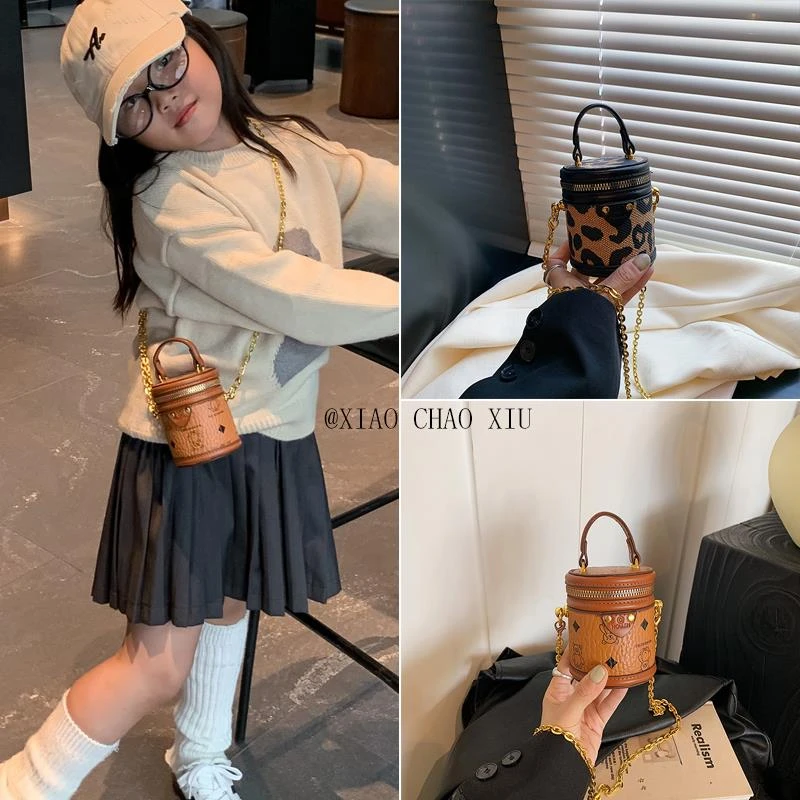 儿童包包2025新款秋冬时尚女童宝宝手提水桶包洋气女孩单肩斜挎包