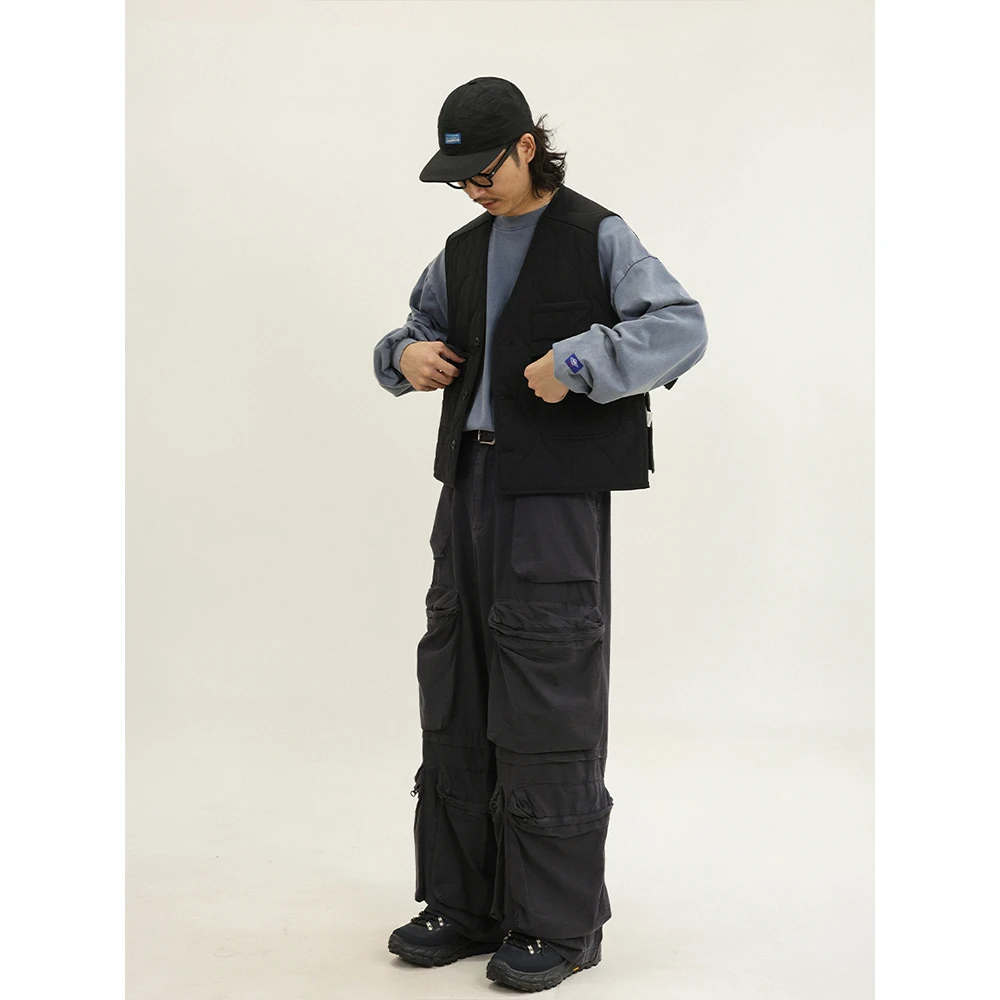 TRIFFER户外工装裤机能多口袋休闲裤 复古水洗做旧男女款