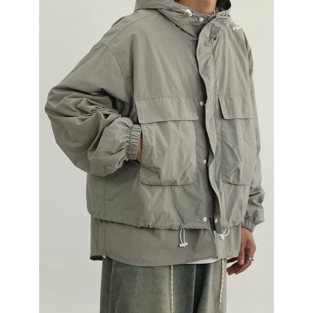 TRIFFER日式复古双下摆冲锋衣 连帽网布双层男女款