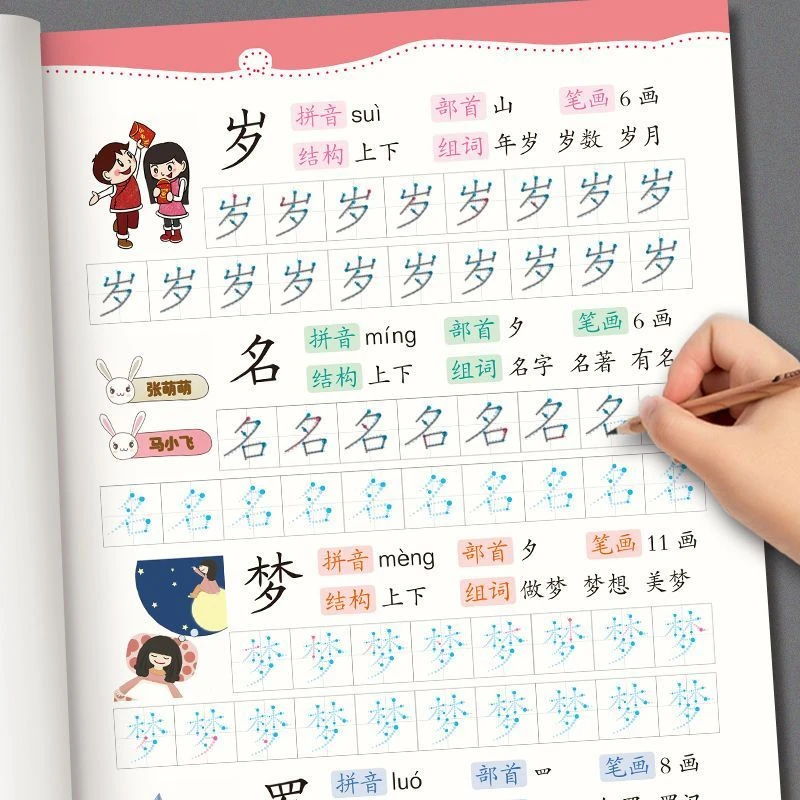 小学生练字帖每日一练汉字描红本一年级学前儿童练习写字识1000字