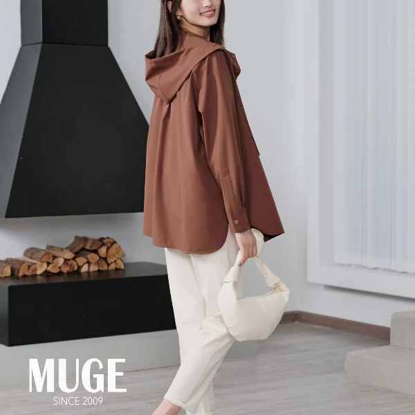 MUGE/慕歌女装上衣风衣时尚休闲百搭连帽宽松春秋气质时尚休闲