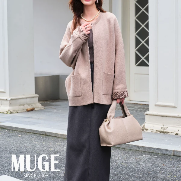 MUGE/慕歌绵羊毛上衣开衫毛衣针织时尚羊绒宽松秋冬气质休闲百搭