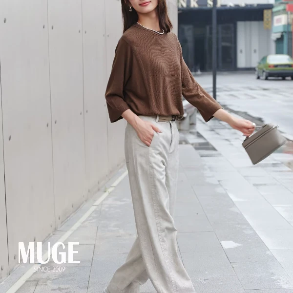 MUGE/慕歌长袖针织衫毛衣女装上衣时尚休闲百搭宽松显瘦气质打底