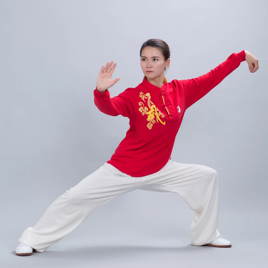 追风英雄 印武字长袖T恤太极服男女春夏新款长袖印花练功服武术服