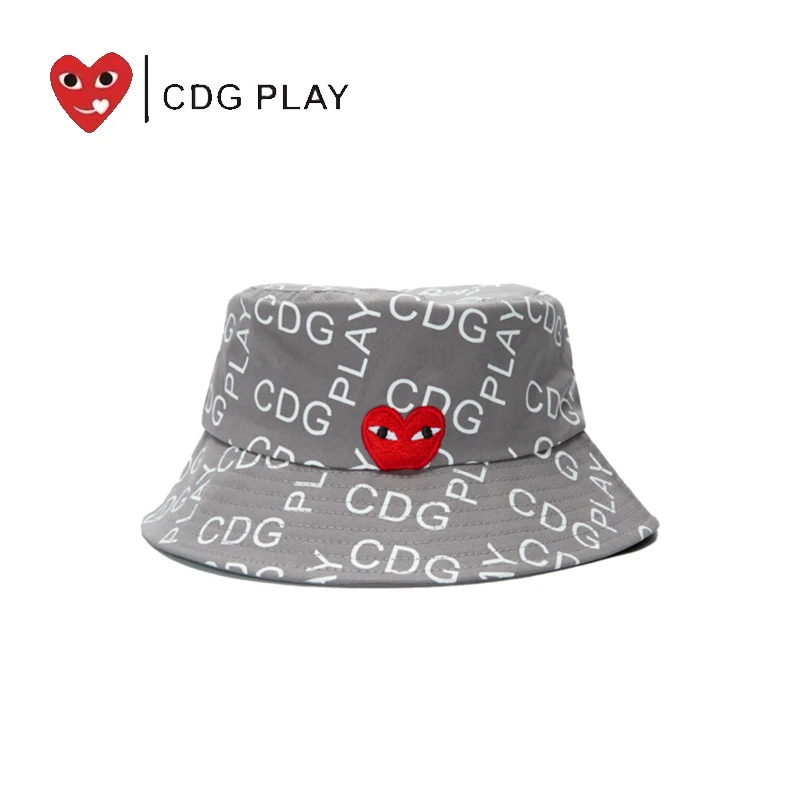 CDG PLAY爱心欧若风印花经典日系渔夫帽2025四季款时尚休闲情侣