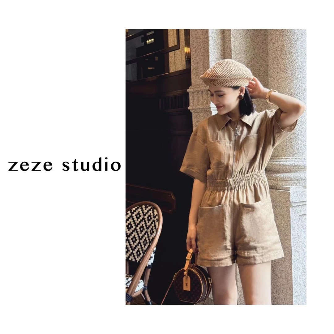 袁艺灵【买手店】24新款纯亚麻通勤百搭经典设计显瘦连体衣夏季