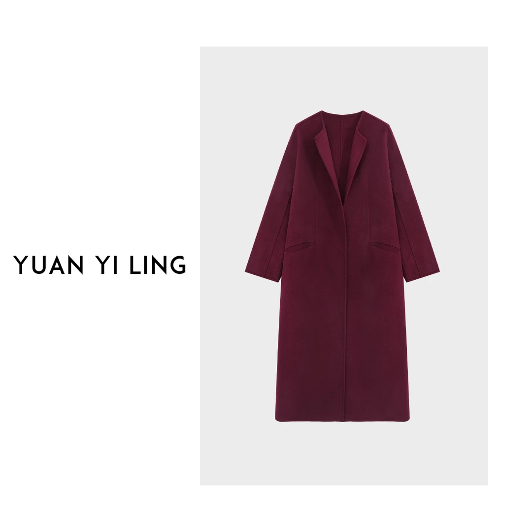 YUAN YI LING【战袍】甄选山羊绒超细澳毛混纺极简高级毛呢大衣