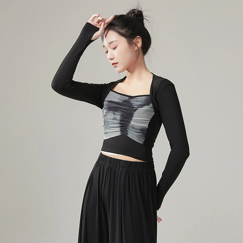 现代舞成人长袖上衣舞蹈服秋冬新款古典舞练功百搭训练形体服女款
