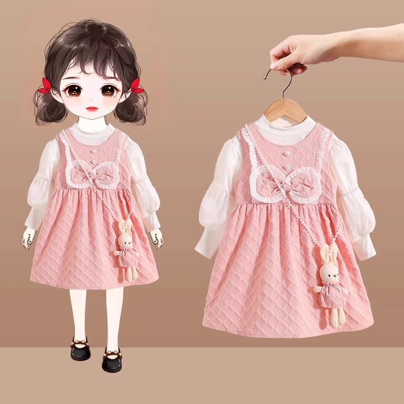 女童装秋季2025新款春秋装宝宝长袖儿童连衣裙时尚套装公主裙韩系