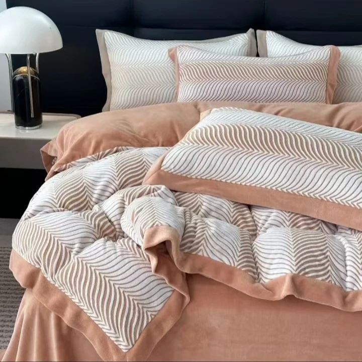 亏钱清仓双面牛奶绒四件套防静电不掉毛床上用品冬季必备主卧床品