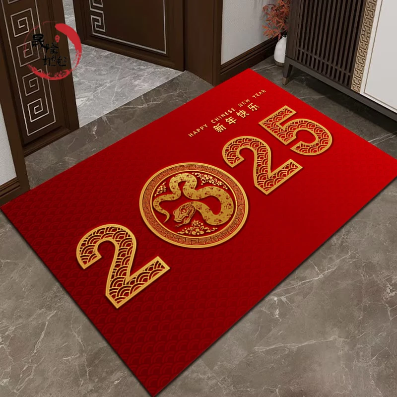 2025蛇年入户地垫新年地垫750克重水晶绒脚垫浴室吸水硅藻泥地毯
