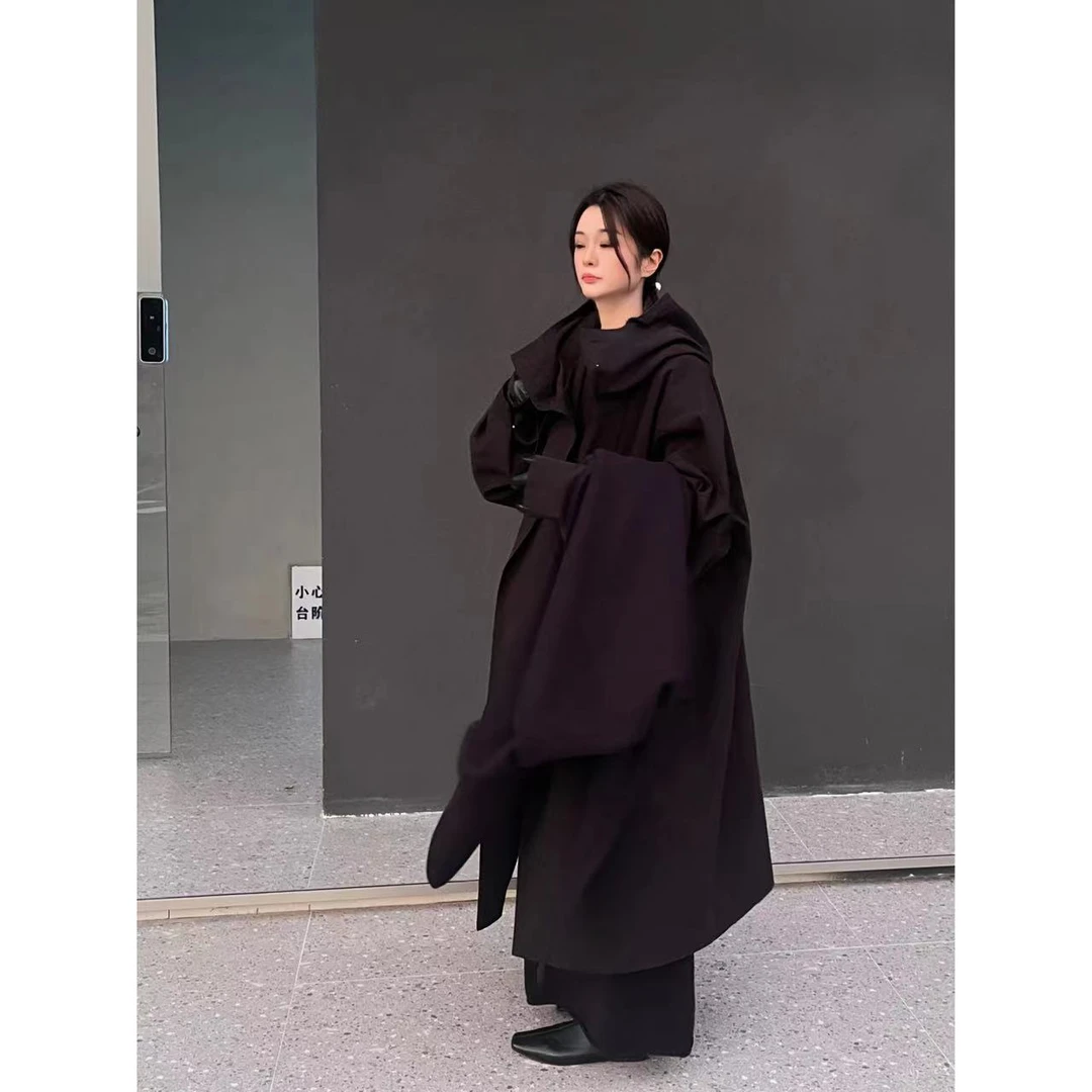 ZHAKA/山本连帽宽松风衣棉服