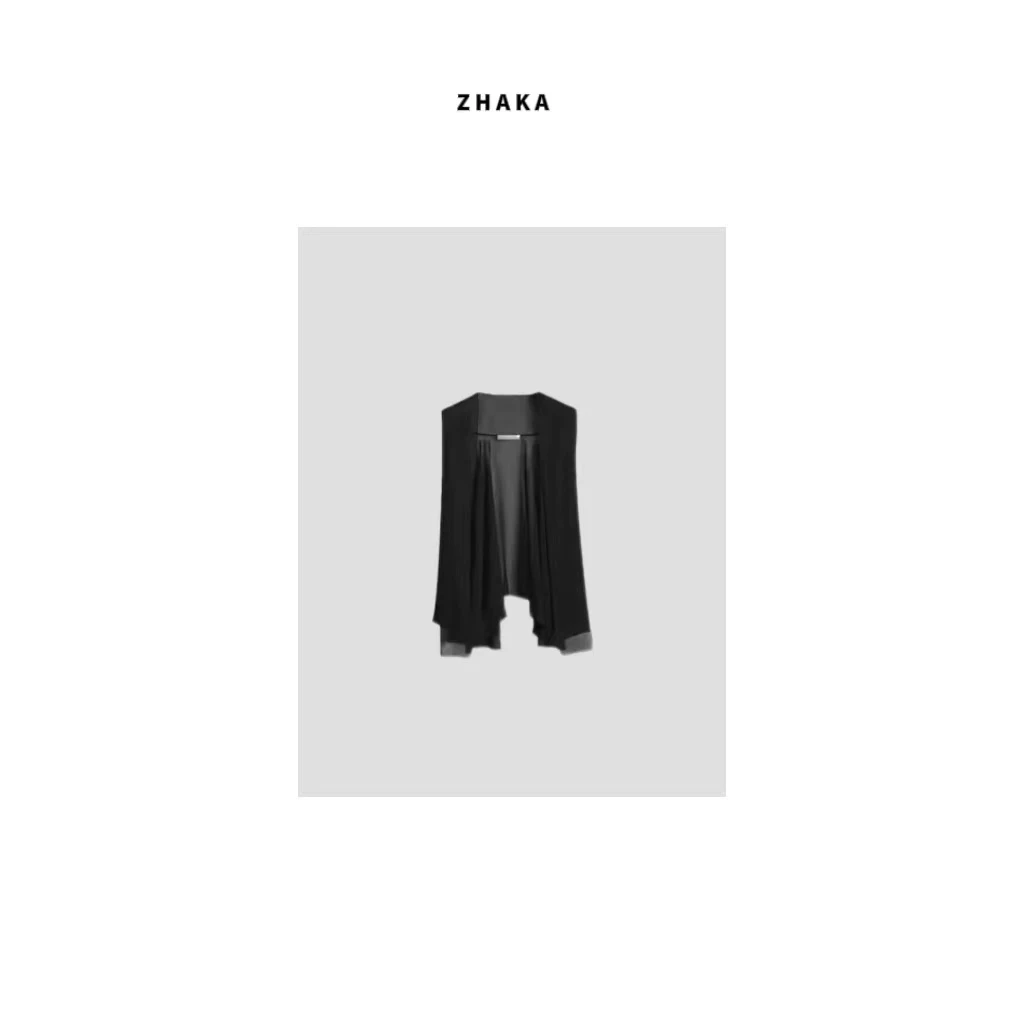 ZHAKA/薄款纱面系带披肩上衣