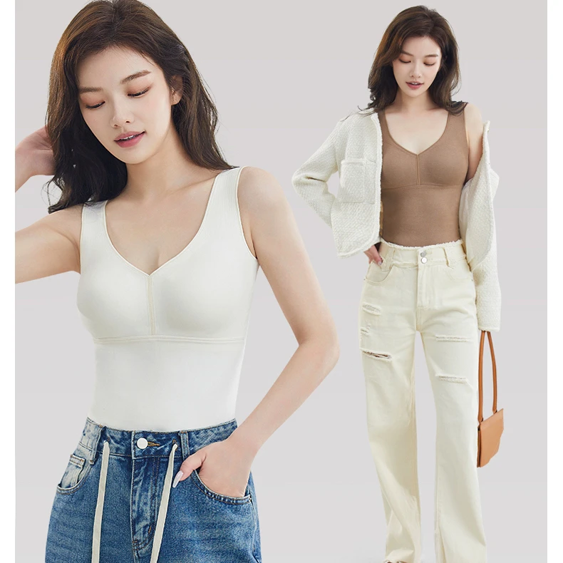 背心无痕无钢圈女士内搭吊带瑜伽健身美背运动打底暖背保暖989