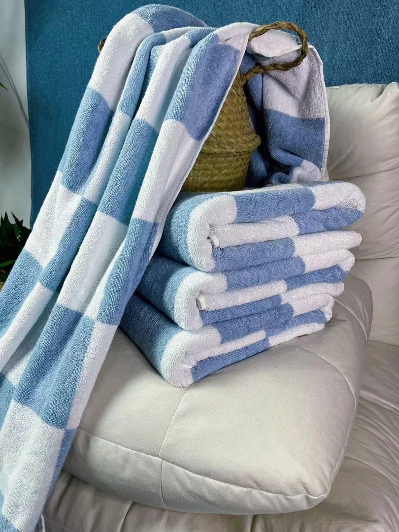 9号瑕疵品纯棉大方格双色带加厚流苏沙滩巾柔软格子简约加大亲肤