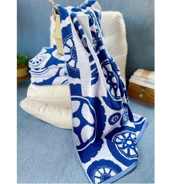 8号瑕疵品深蓝色轮胎图案加厚大尺寸沙滩巾出口库存尾货柔软吸水