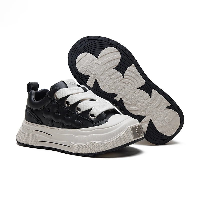 【双十一大促】黑梅板鞋厚底鞋增高复古皮质梅花鞋秋冬季SHOOTBRAND