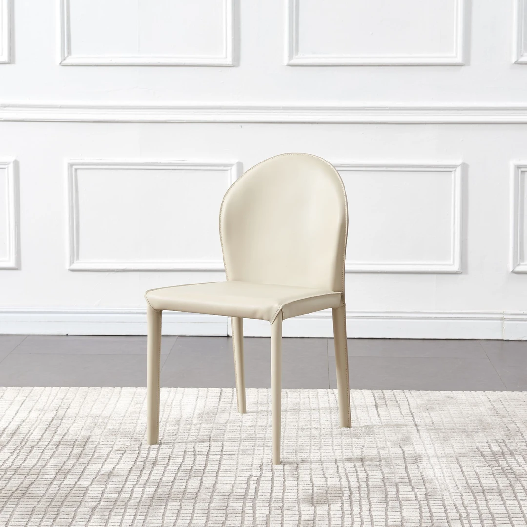 轻奢家用休闲餐厅马鞍皮座椅意式设计后背全包皮椅子马鞍皮餐椅