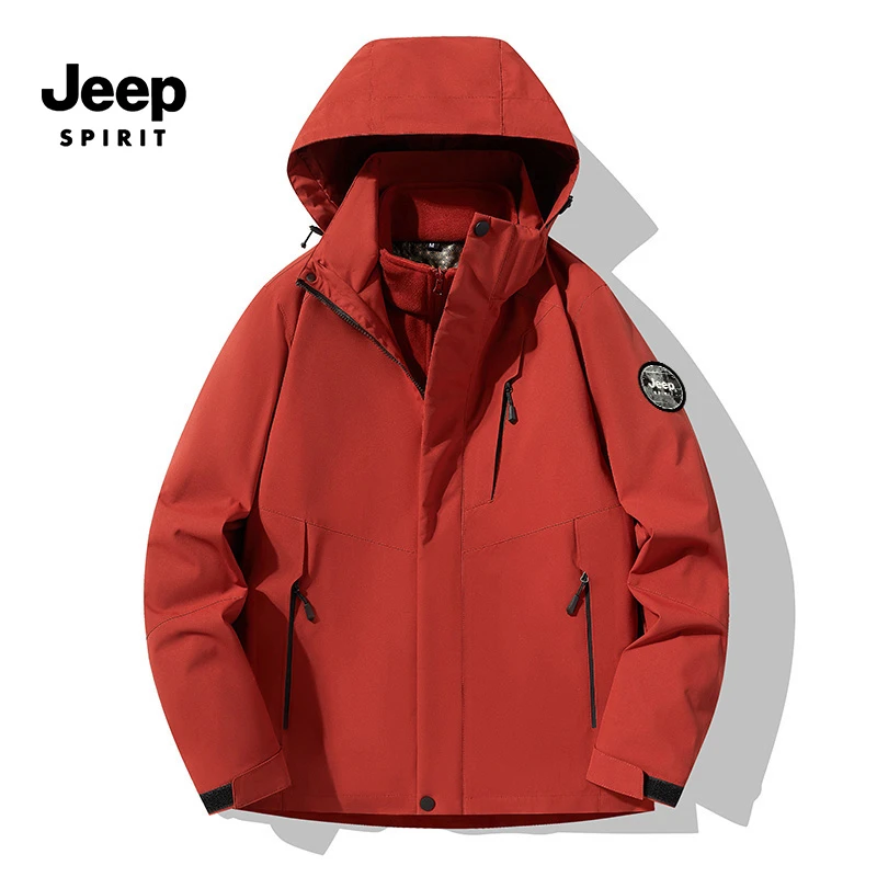 JEEPSPIRIT吉普新款秋季情侣款三合一可拆卸两件套外套