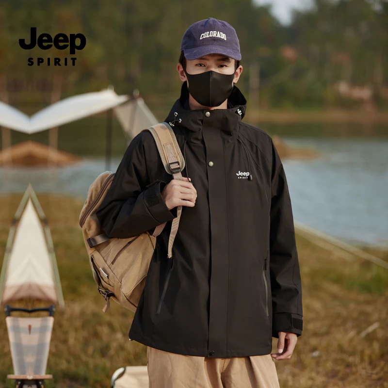 JEEPSPIRIT新款情侣款三合一可拆卸防风保暖休闲登山外套